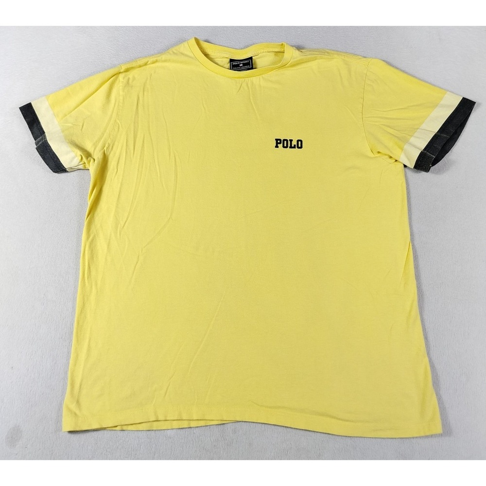 Vintage Polo Sport Ralph Lauren Shirt Mens Large Yellow Varsity P Logo Sport